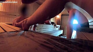 Wife Teases Strangers in Sauna!