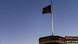 Bound Redhead Nipple Clamped In Threesome!