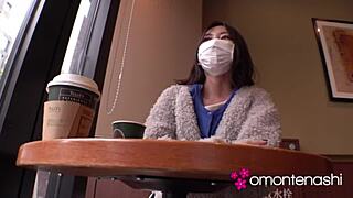 mayumi flashes her tight hairy pussy in wild japanese missionary exhibitionist display