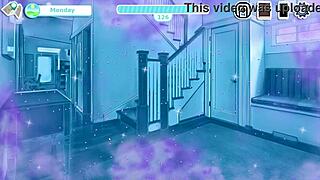 Oh, look at those big tits and ass on the fat teacher in this cartoon game! She's a BBW MILF with huge boobs!