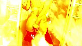 sexy babe rips clothes off in fiery striptease!