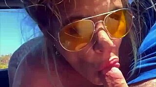 Cheating Blonde Whore Sucks Cock And Takes Facial Out In Public During The Day!
