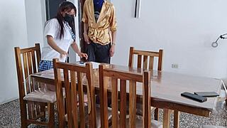 I invite stepbrother to sex in student uniform