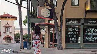 Ebony couple’s steamy date night with a busty goddess and huge cock.