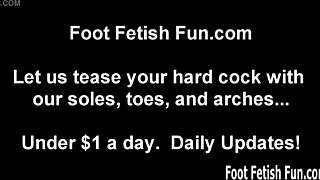 She licks your feet while you masturbate under her femdom control. Sucking and footjob in fetish session.