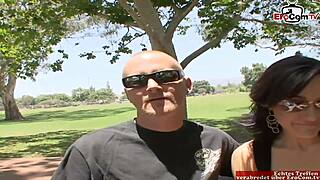 busty wife in heels screws while cuckold husband watches stunned