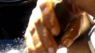 Mature woman in car pov