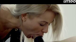 Hot blonde Cherry Kiss seduces tied lover romantically.