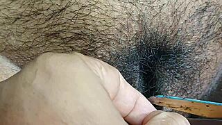 Bhabi cleans hairy pussy boldly