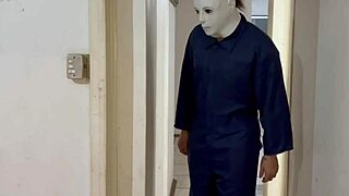 Man, Halloween Michael Myers destroys Camila Gaucha’s ass without mercy! 😱