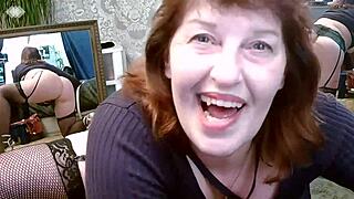 dawnskye1962 teases with dirty talk in fishnets by mirror