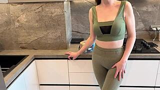 Husband cheats with wife's best friend in the kitchen