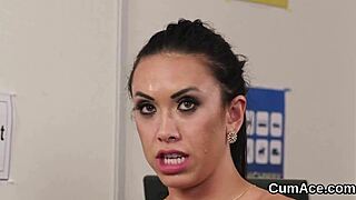 i watch the naughty doll get a facial and eat all the cum, it's so hot