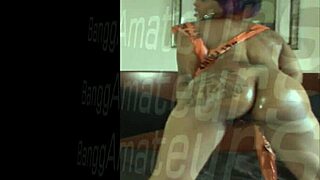 Ebony amateur strips clothes in passionate solo.