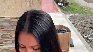 colombian prostitute deepthroats big cock outdoor, caught by neighbor