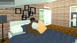 roblox avatar gets intense throat action from big black cock