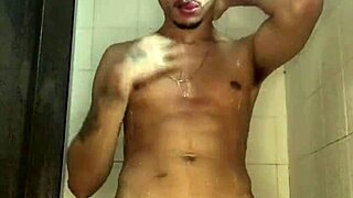 Novinho With Thick Cock Jerking Off In Shower Bath