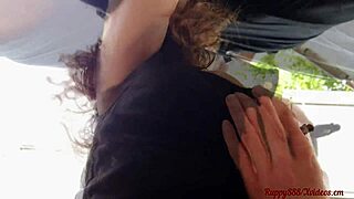 outside, bent over for anal and pussy fucking, swallowing lots of cum