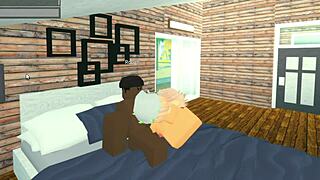 roblox avatar gets intense throat action from big black cock
