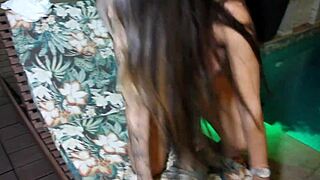 Madame Edna Samara, Curious And Moaning, Explores The Pool Guy's Monster Cock