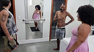 Behind scenes, Barbie Marley screams during blowjob!