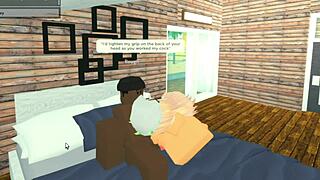 roblox avatar gets intense throat action from big black cock