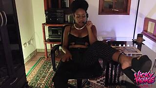 Sexy Ebony Teen Poses in See-Through