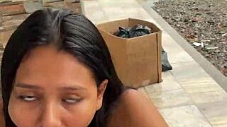 colombian prostitute deepthroats big cock outdoor, caught by neighbor
