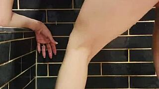 Big tits woman cums in shower while masturbating