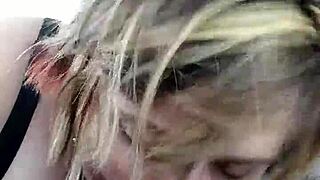 Bbw wife Liz pulls over on the roadside to give another blowjob.