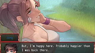 harem in another world game features a rainy date with cute characters.