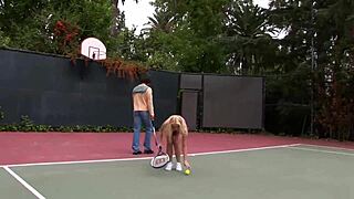 Exciting group activity on the tennis court