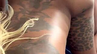 Blonde and ebony having fun with big cock!