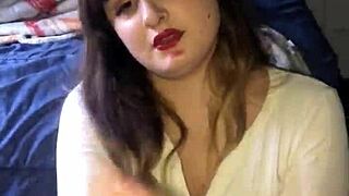 lipstick blowjob with handjob leading to cum