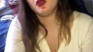 lipstick blowjob with handjob leading to cum