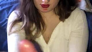 lipstick blowjob with handjob leading to cum