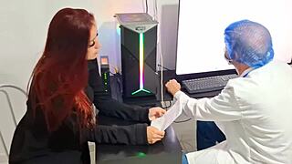 Gynecologist makes young redhead cum and pee