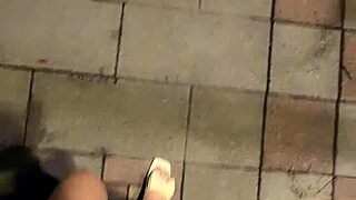 Shemale ting xuan in butt plug outdoors removes panties for assfucking