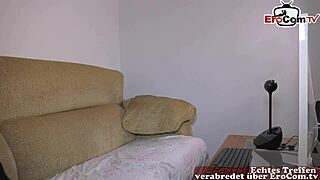 oh wow, this deutsche skinny teen with blue hair and piercings gets fucked at home by neighbor!