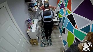 Maisie Lewis, the shoplifting slut, gives blowjob with big tits