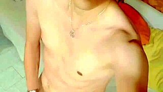 a skinny girl masturbates using her new hat in usa