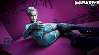 Solo anal fisting with toys for tattoo girl asshole streching rough