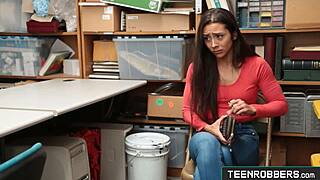 this cute shy teen shoplifter lilly hall gets hard doggystyle in the office