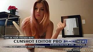 Blonde camgirl gives jerk-off instructions