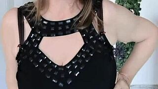 mature stepmother teases stepson with huge boobs