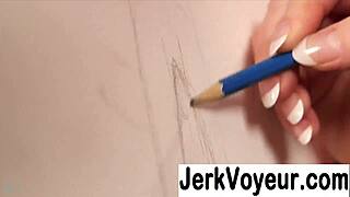 Lady enjoys men jerking off while watching her outdoors