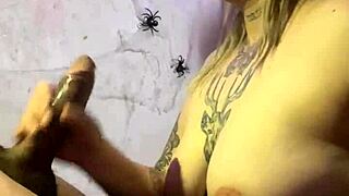 Blonde latina deepthroats big natural tits cock!