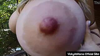 Vicky Vette Pleasing Her Sweet Pussy Wearing Sexy Costume Outdoors