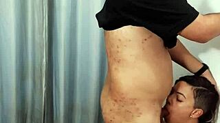 Milf blows salesman in changing room.