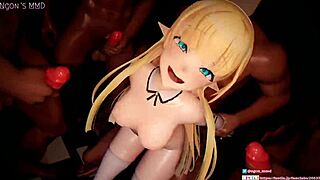 Blonde Elf Lactates And Milks Humans In Fantasy Scene